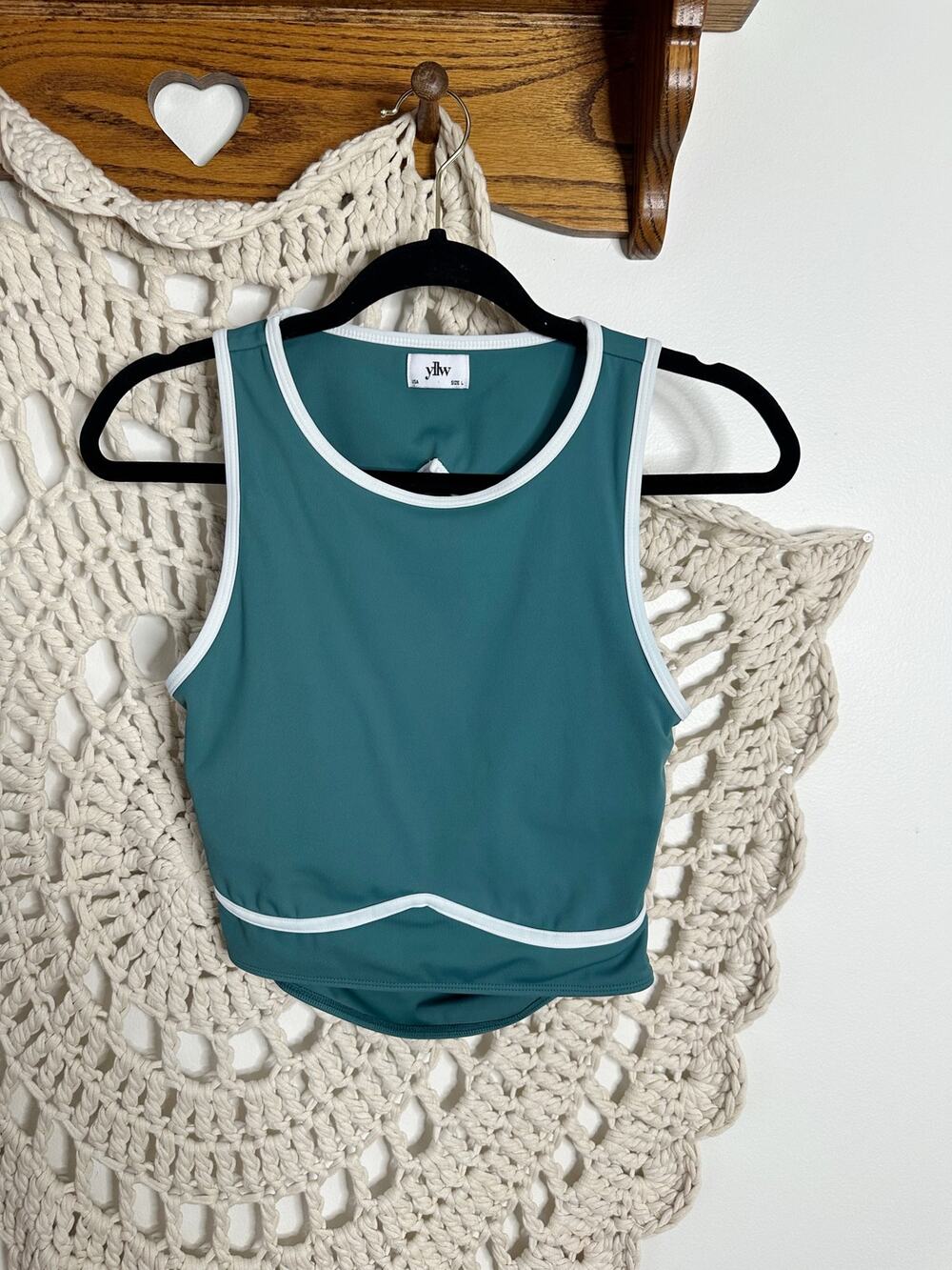Yllw The Label Teal Green Crop Sports Bra Tank Size Large